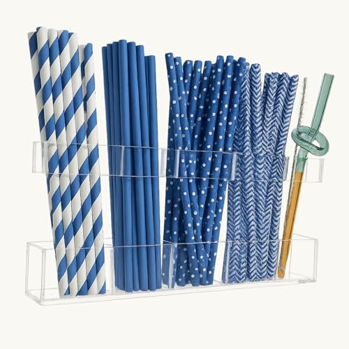JueLanvie Acrylic Straw Organizer & Dispenser for Cabinet Door