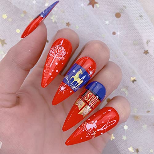 Christmas Nail Art Stickers Gold Holographic Snowflake Decals - 9 Sheets