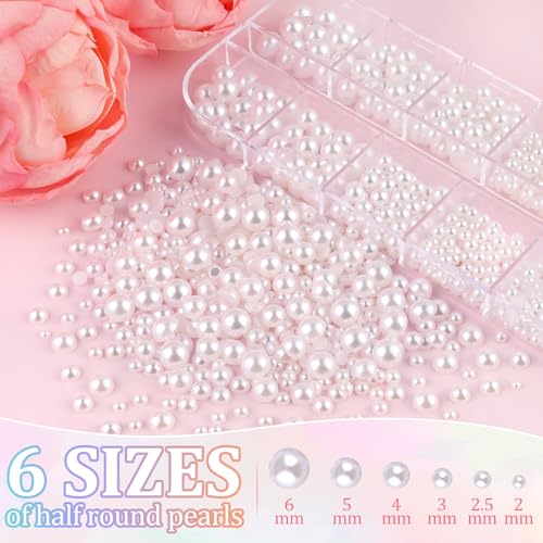 Flatback Pearl Beads Kit with B7000 Glue, Tweezers and Pickup Pen for DIY Crafts