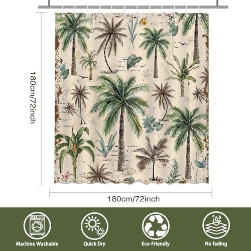 Mocsicka Tropical Palm Tree Shower Curtain - 72x72 in Waterproof Fabric