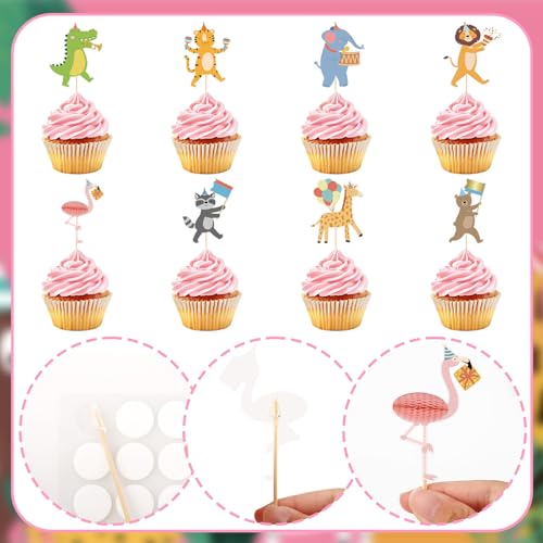 Safari Jungle Animal Cupcake Toppers - 40 Pcs for Kids Parties