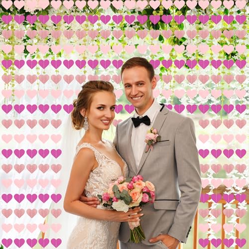 Valentine Heart Garland 8-Pack Glitter Love Banners for Home Decor