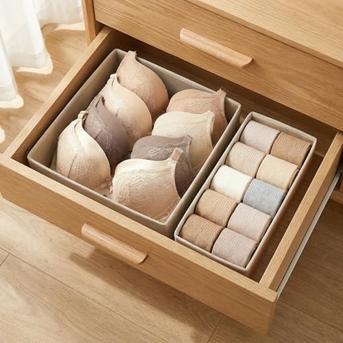 Khaki Underwear Drawer Organizer 2-Pack Foldable Closet Storage Bins