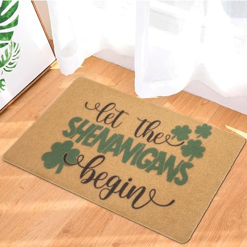 St. Patrick's Day Shamrock Welcome Doormat - 17" x 29" Non-Slip Entry Rug