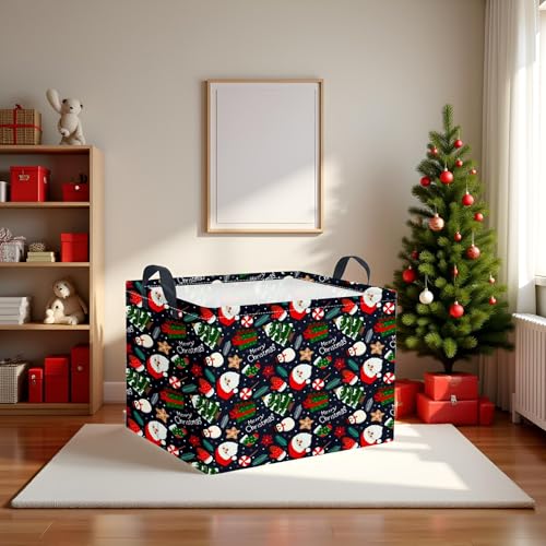 Collapsible Christmas Storage Basket Waterproof Rectangular Bin Blue