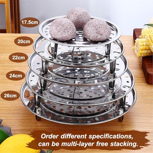 MEGANEOPRE 6.7-inch Round Stainless Steel Steamer Basket with Silicone Liners for Vegetables & Seafood