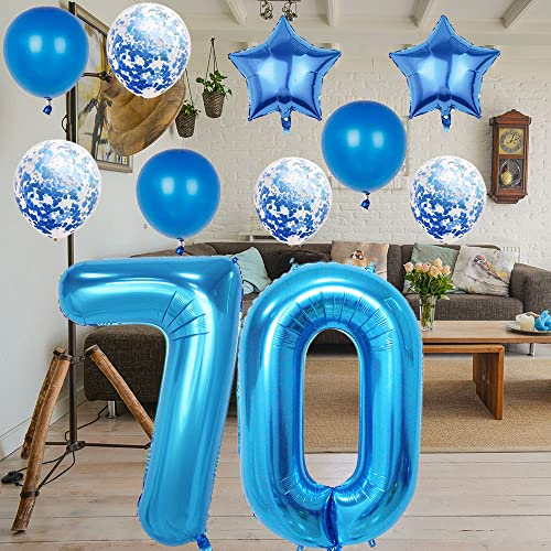 57th Birthday Decorations Set - 40 Inch Blue Number 57 Balloons