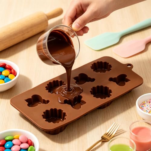 8 Cavity Bee Flower Silicone Chocolate Mold for Candy and Cake Decorating