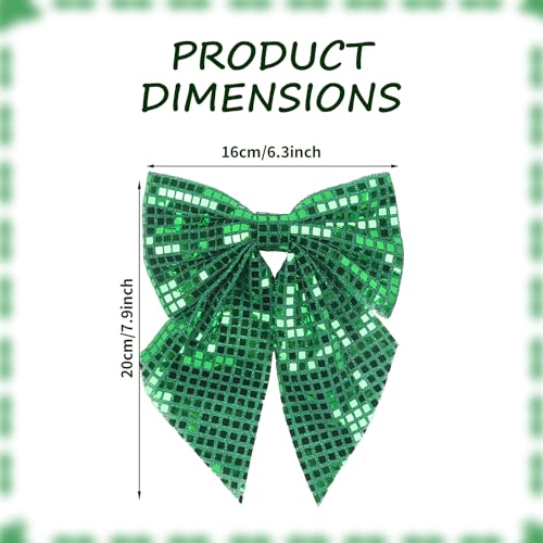 XIELIME Large 14-Inch Sequin Cheer Bow - Green Glitter Hair Clip with Alligator Clip for Cheerleaders and Sports