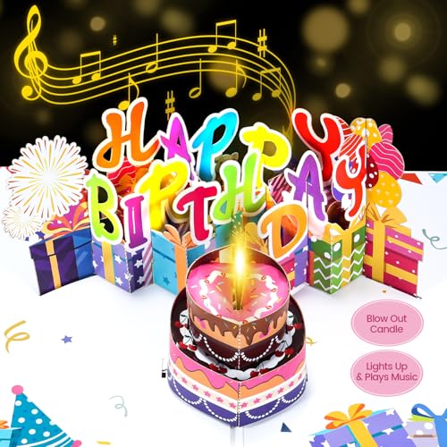 3D Pop-Up Musical Birthday Card with LED Light Candle
