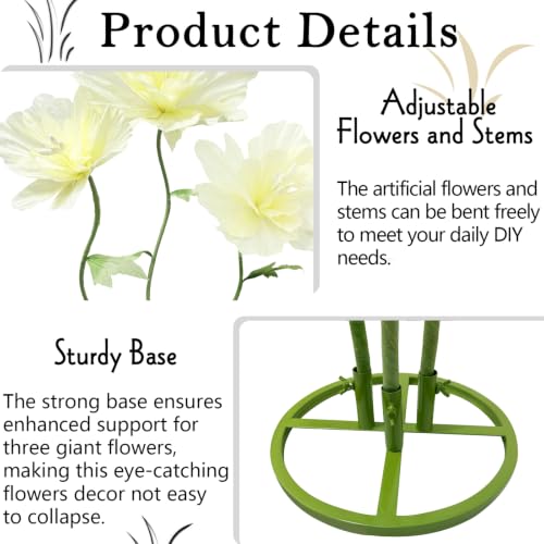 Yellow Artificial Giant Flowers Set Waterproof Wedding & Home Decor - Adjustable Stems