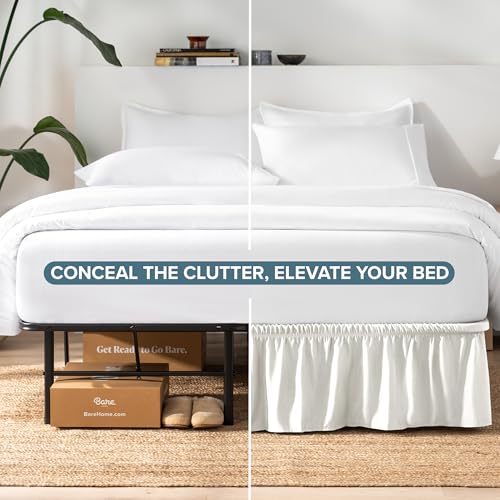 Bare Home Cream Wrap Around Bed Skirt - 15 Inch Drop, Adjustable Fit