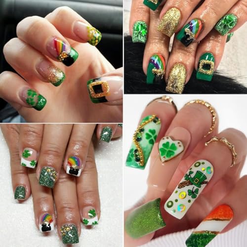 St. Patrick's Day 3D Nail Stickers - 6 Sheets Lucky Shamrock Decals