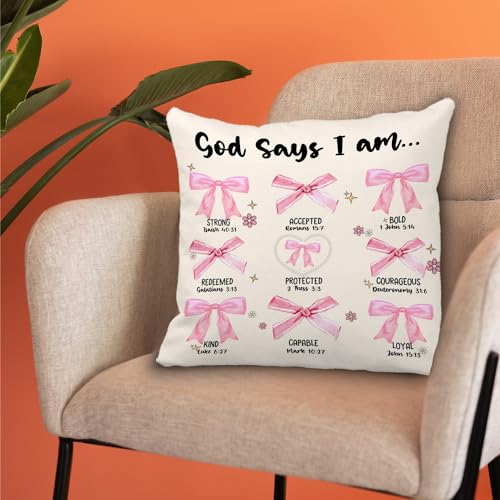 Inspirational Bible Verse Pillow Cover - 18x18 Flannel, Pink