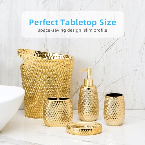 Gold Raindrop Ceramic Soap Dispenser - 12 oz Bathroom & Kitchen