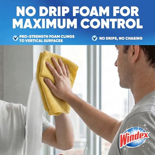 Windex Fast Shine Foam Glass Cleaner - Streak-Free, No-Drip, 19 oz (Pack of 6)