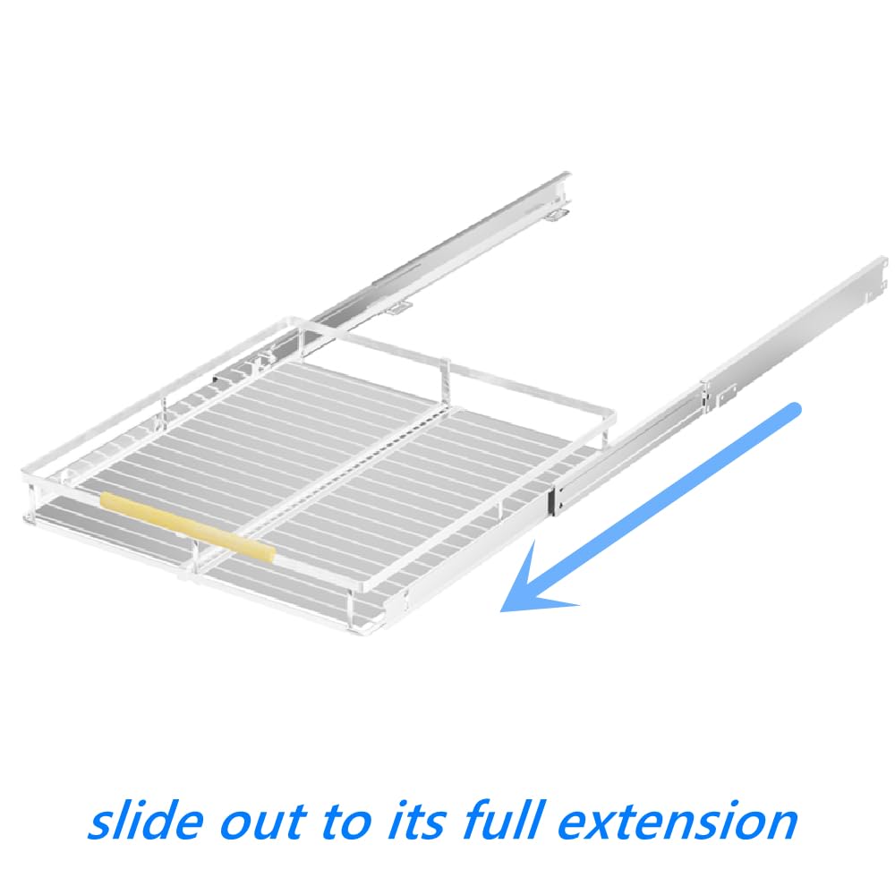 MIYUPTC Pull Out Cabinet Organizer 2Pack, Heavy Duty Slide Out Pantry Shelves, Sliding Drawer Pantry Shelf for Kitchen, Living Room, Home, 14.16''-24.16''W x 17.3''D