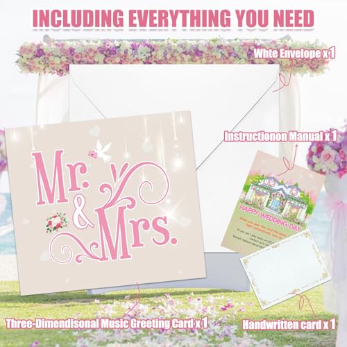 3D Pop-Up Wedding Card with Music & Fireworks - Money Holder