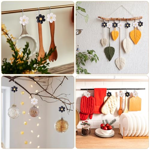 Elegant Floral Shower Curtain Hooks - 12 Rust-Proof Metal Rings