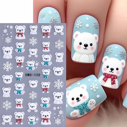 SWEET TREND Christmas Nail Art Stickers - 6 Sheets Winter Decals