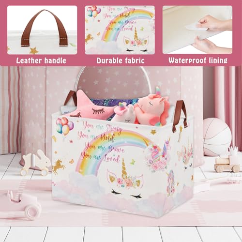 Unicorn Laundry Basket - Pink Collapsible Toy Storage Bin for Kids Room