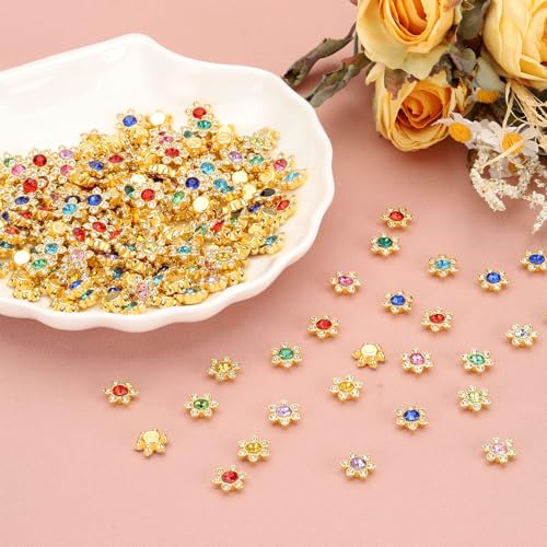 PATIKIL 100 Pcs 13mm Red Flower Flatback Glass Rhinestone Embellishments