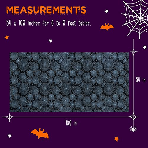 Halloween Tablecloths - 2-Pack Disposable Spider Web Design, 54x108"