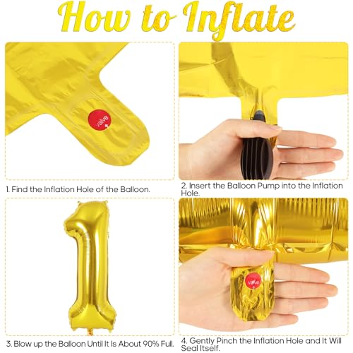 Gold Number 1 Balloon - 40 Inch Jumbo Foil for 1st Birthday Party