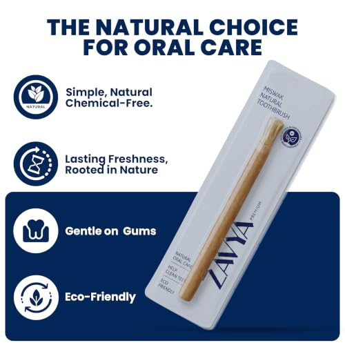 Zavya Natural Miswak Brush Set - 3 Pack with Holder