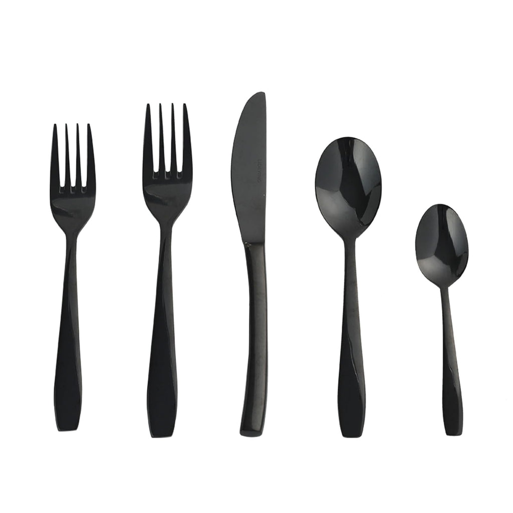 LIDEYING Black 60 Piece Silverware Set,Stainless Steel Flatware Set for 12,18/0 Rust-Proof Cutlery Set with Forks & Spoons,Mirror Polished Dishwasher Safe - Heavy Duty Tableware for Home & Dining