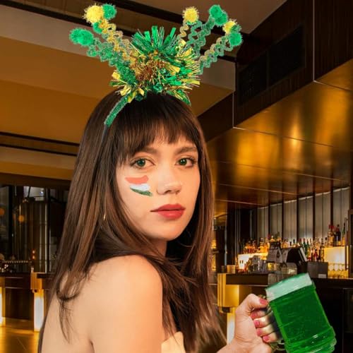 St. Patrick's Day Shamrock Headband Sequin Green Bow Hair Hoop