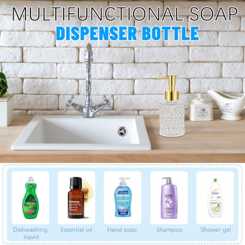 Transparent Glass Soap Dispenser with Gold Pump - 168ml