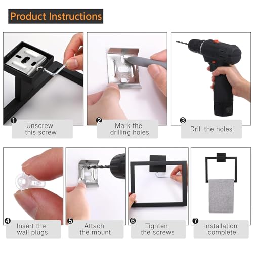 JOPOFI Matte Black Towel Ring - Hand Towel Holder for Bathroom