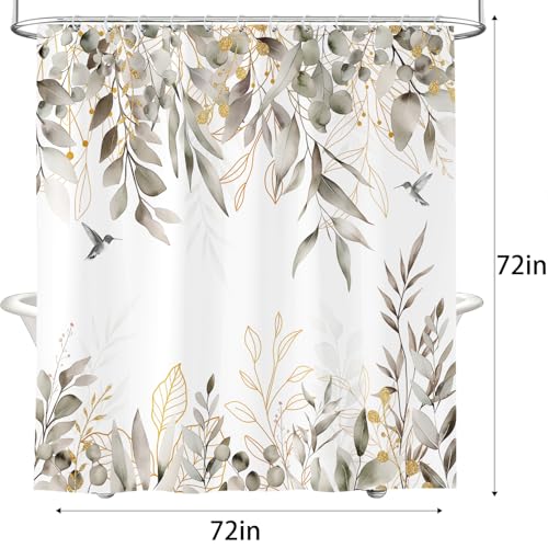 Aeivice Eucalyptus Shower Curtain, Floral Botanical Leaves Print 72x72