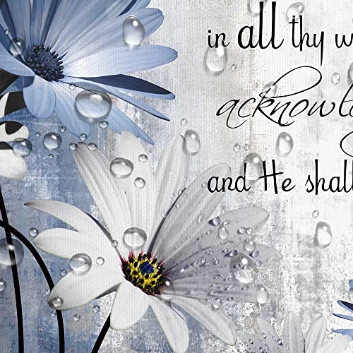 Rustic Farmhouse Inspirational Bible Verse Shower Curtain, Blue, 36x70-inch