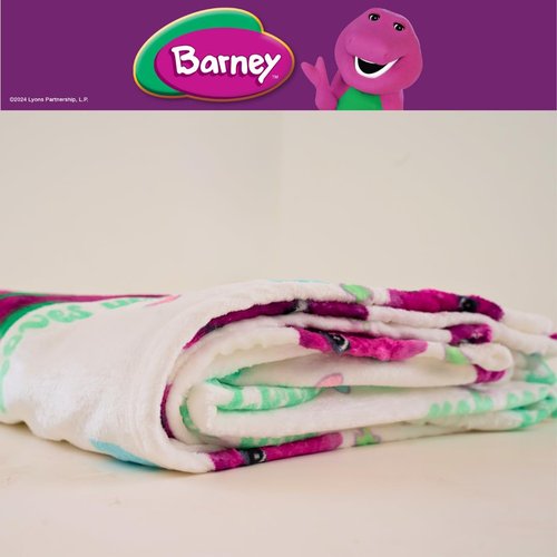 Franco Collectibles Barney Heart Retro Bedding Super Soft Cozy Plush Throw, 46 in x 60 in, (Officially Licensed Product)