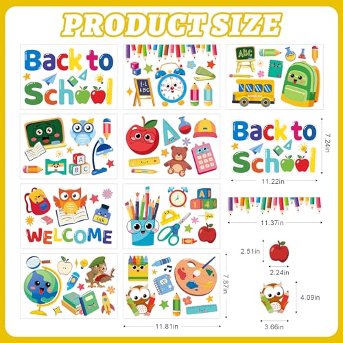 Back to School Window Clings - Double-Sided Decorative Stickers