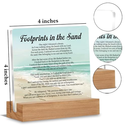 Footprints in the Sand Acrylic Desk Decor - Meaningful Christian Gift