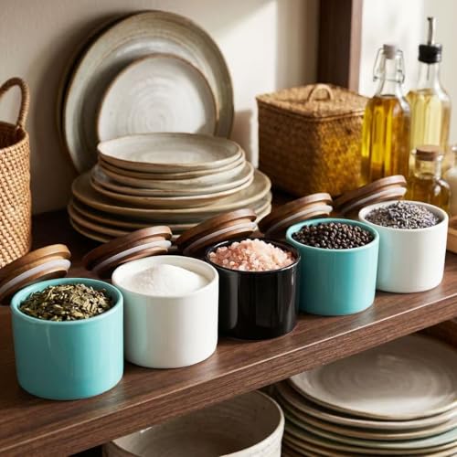 5 oz Black Ceramic Airtight Kitchen Canister with Lid - Veswers