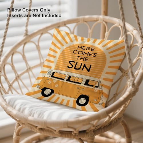 Retro Boho Van Throw Pillow Cover - 18x18 Inch Sunshine Decor