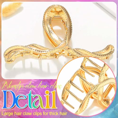 BARTOSI Large Metal Hair Claw Clips Gold Hair Accessories, 2-Pack