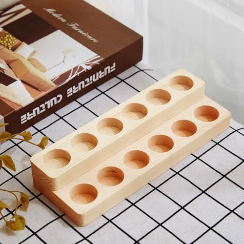2-Tier Essential Oil Display Stand - Solid Wood Holder for Bottles