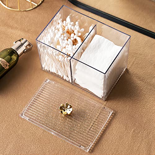 DASITON Acrylic Qtip Holder Set - Bathroom Storage Jars with Lids