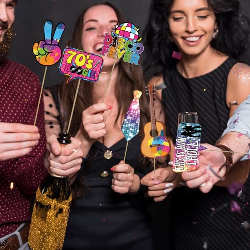70s Party Decorations Photo Booth Props Kit - 42 Pieces