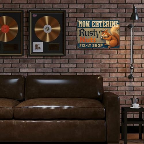 Funny Metal Tin Sign Rusty Nuts Fix It Shop Wall Decor 12x8 Inch