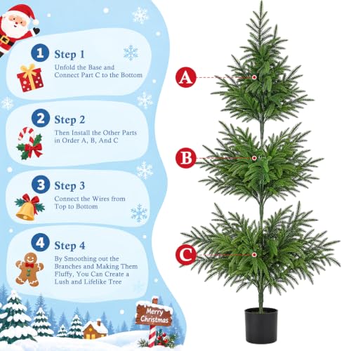 4ft Artificial Norfolk Pine Christmas Tree Set with Lights - 2 Pack