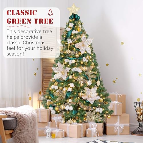 Pre-Lit Green Small Christmas Tree 5FT with 600 PVC Branches & 200 Warm Lights - Variation of Prelit Green / 5ft