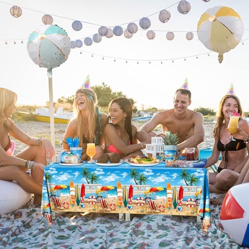 18 Inch Beach Ball Foil Balloons - Summer Pool & Party Decorations (8 Pack)