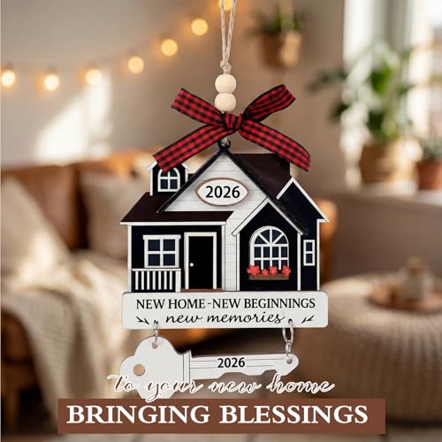 2026 New Home Ornament with Greeting Card - Handcrafted Wooden Keepsake