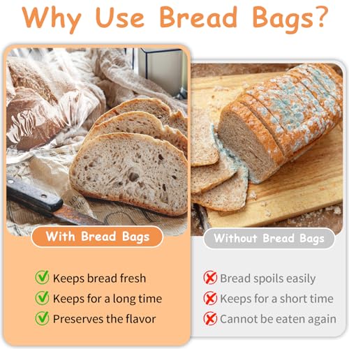 72 Pack Bread Bags for Homemade Bread - 8x4x18 Inch Clear Plastic Loaf Bags